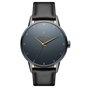 Montre noire minimaliste cadran noir