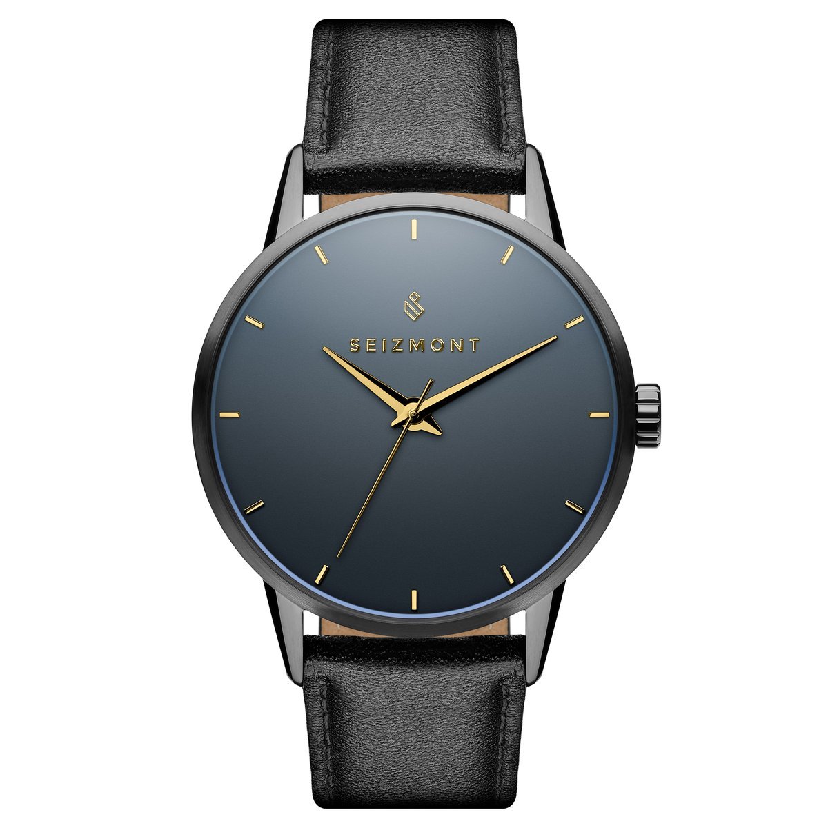 Montre noire minimaliste cadran noir